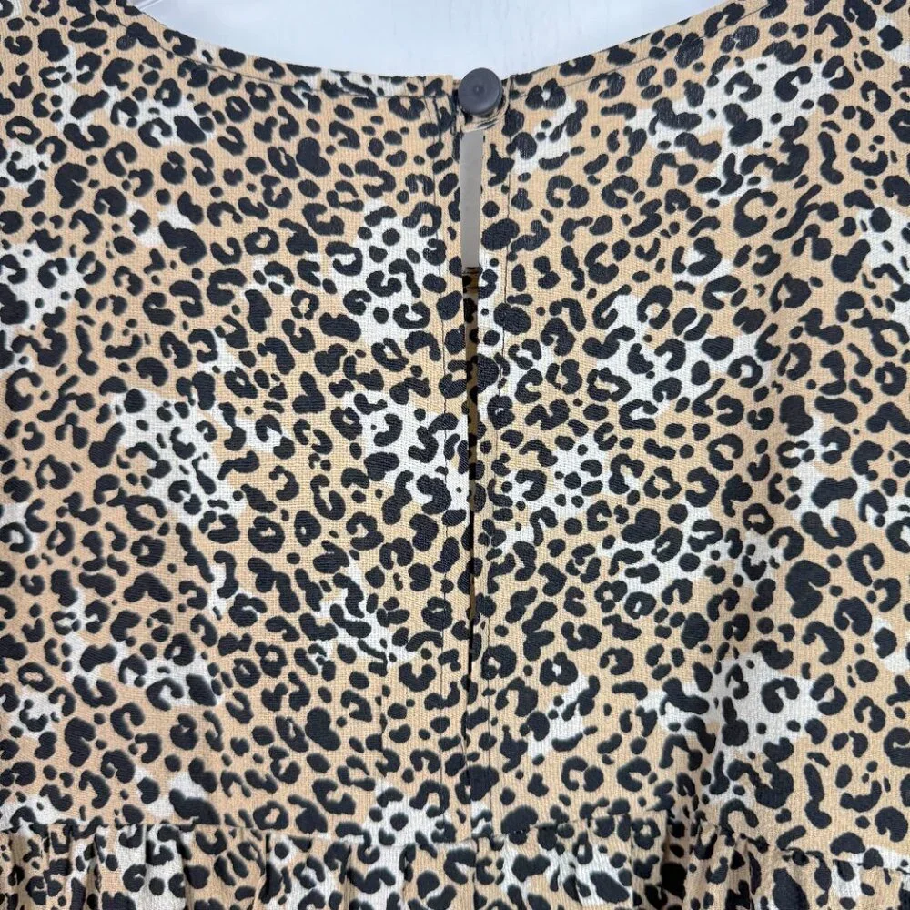 NWOT ASOS DESIGN Sleeveless Tiered Midi Dress With Frills Leopard Print Size 8 - Picture 12 of 14